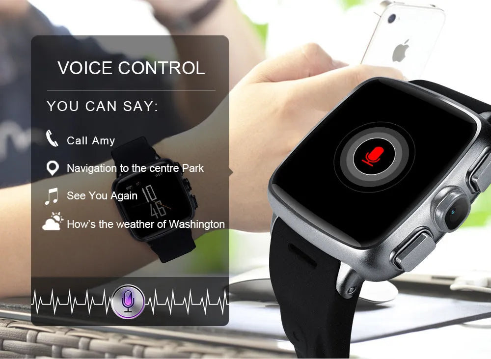 Z01 smart watch with 1.54 inch screen shown on wrist, available in black or white colours
