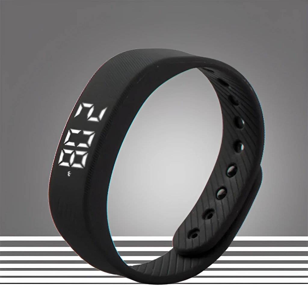 3D smart sports pedometer bracelet with 1.8 inch screen on a wrist, food grade silicone band in rose red