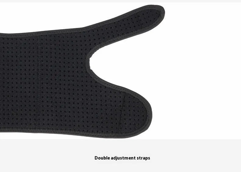 Pair of black neoprene and aluminum plywood joint tendon sheath fixed support gloves for sports.