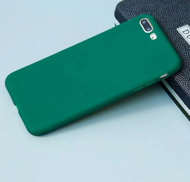 Frosted matte soft shell phone case for Apple iPhone, shown in one of nine colour options.