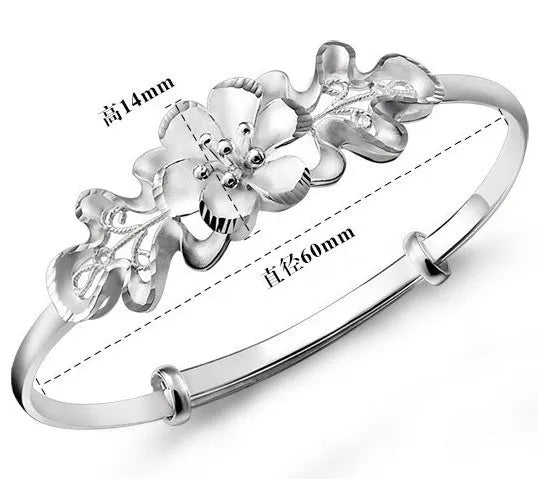 Sweet Bauhinia adjustable copper bracelet with floral bauhinia flower design for women