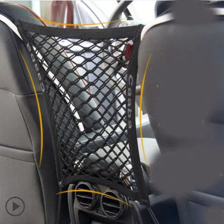 Black elastic car pet fence with nylon hooks for middle seat isolation, available in three styles.