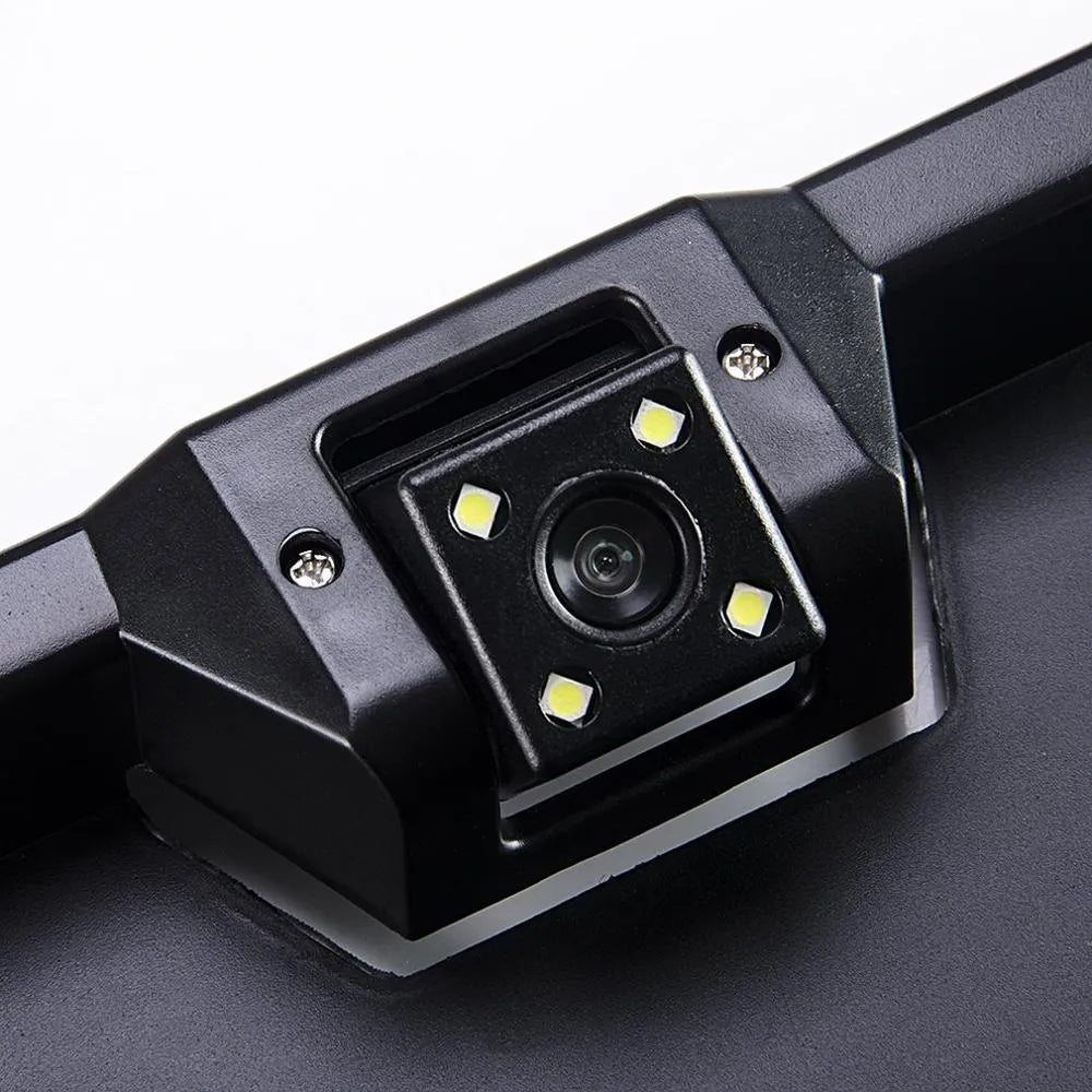European license plate reversing camera with 4 LED night vision lights in black finish
