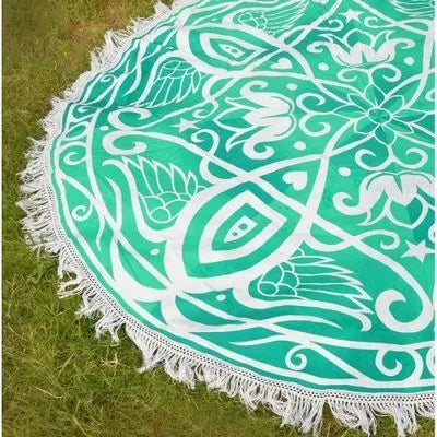 Bohemian fashion beach towel in green colour, 100% polyester fibre, multifunctional women bikini wrap