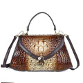 Ladies first layer cowhide tote bag, 31cm bottom length, retro coffee red green