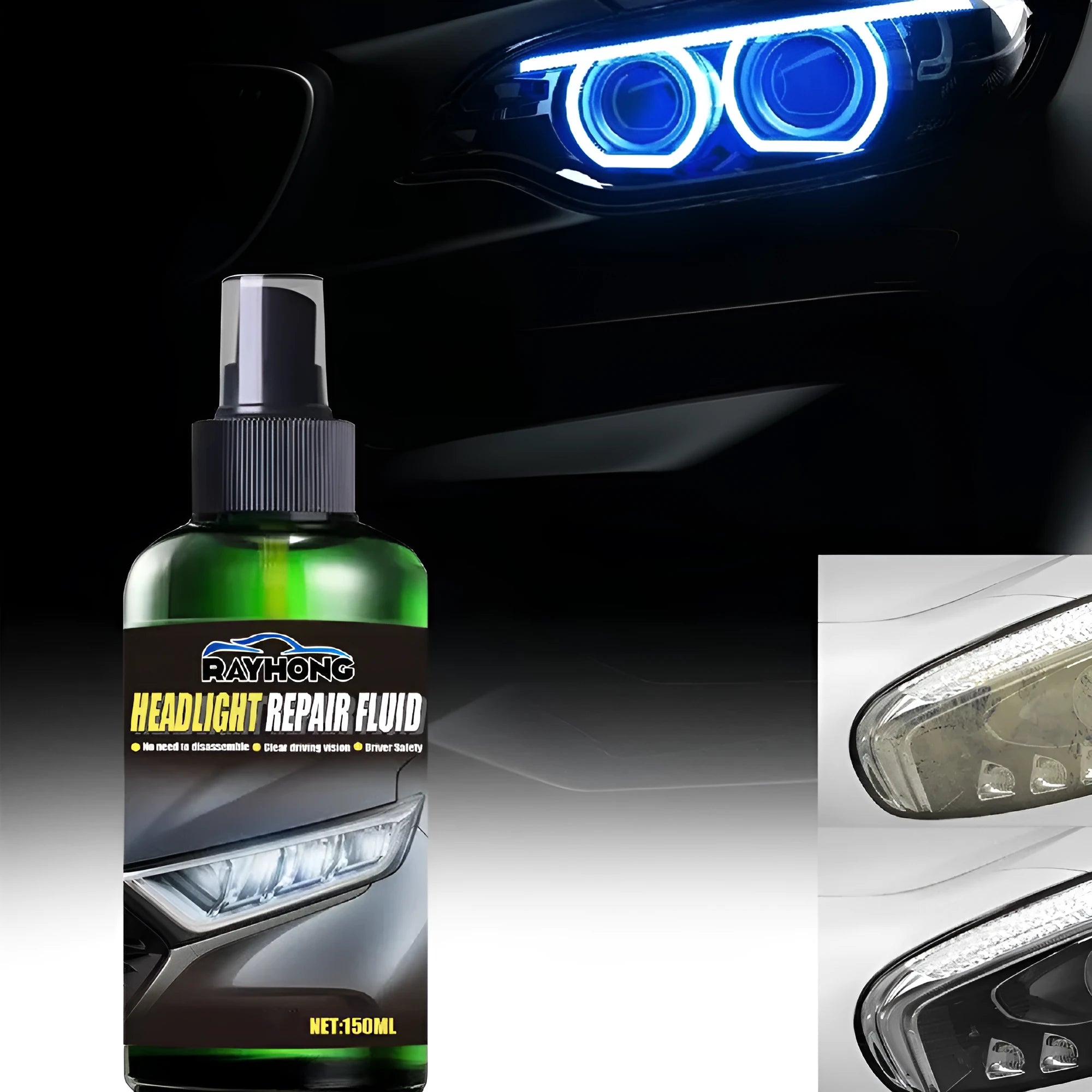 150ml car headlight restoring liquid bottle with applicator for plastic lens repair and coating treatment