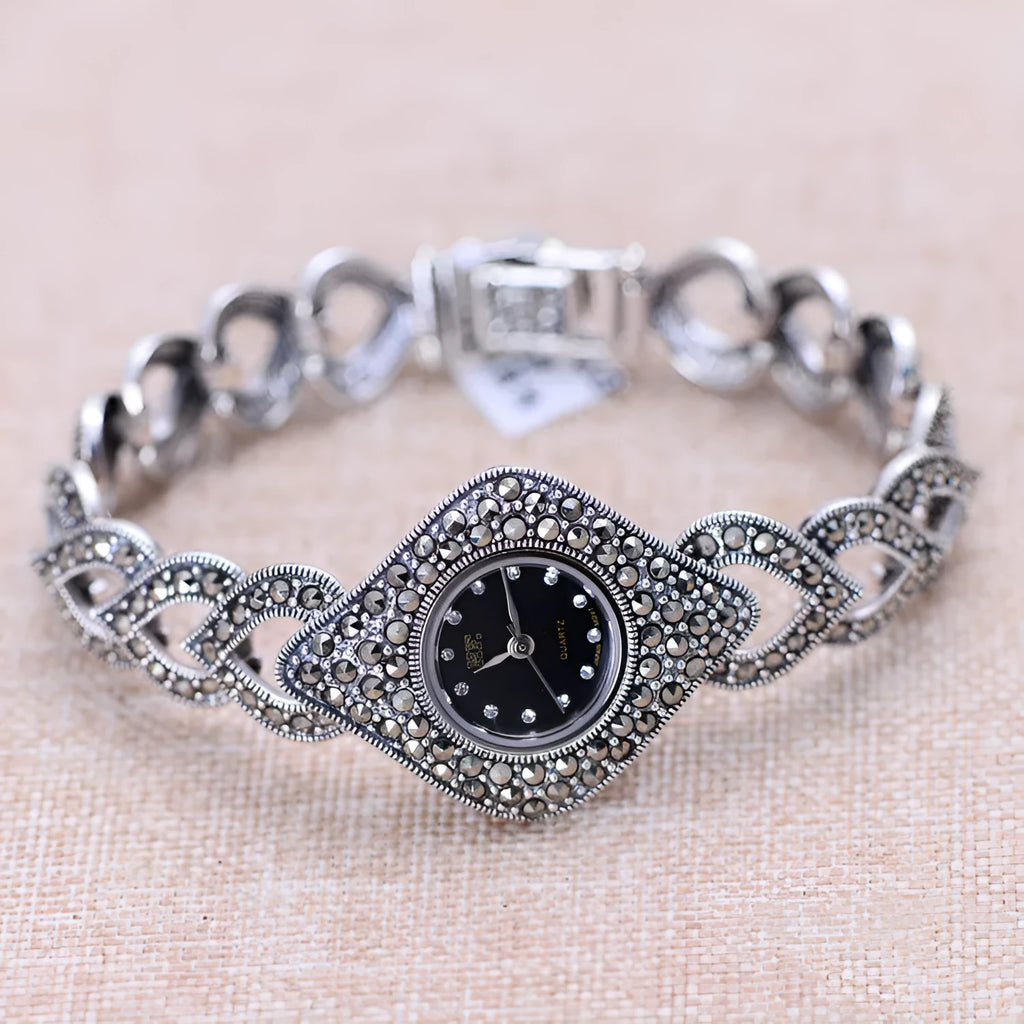 Love Thai Silver heart-shaped diamond processing women's bracelet watch in Photo Colour