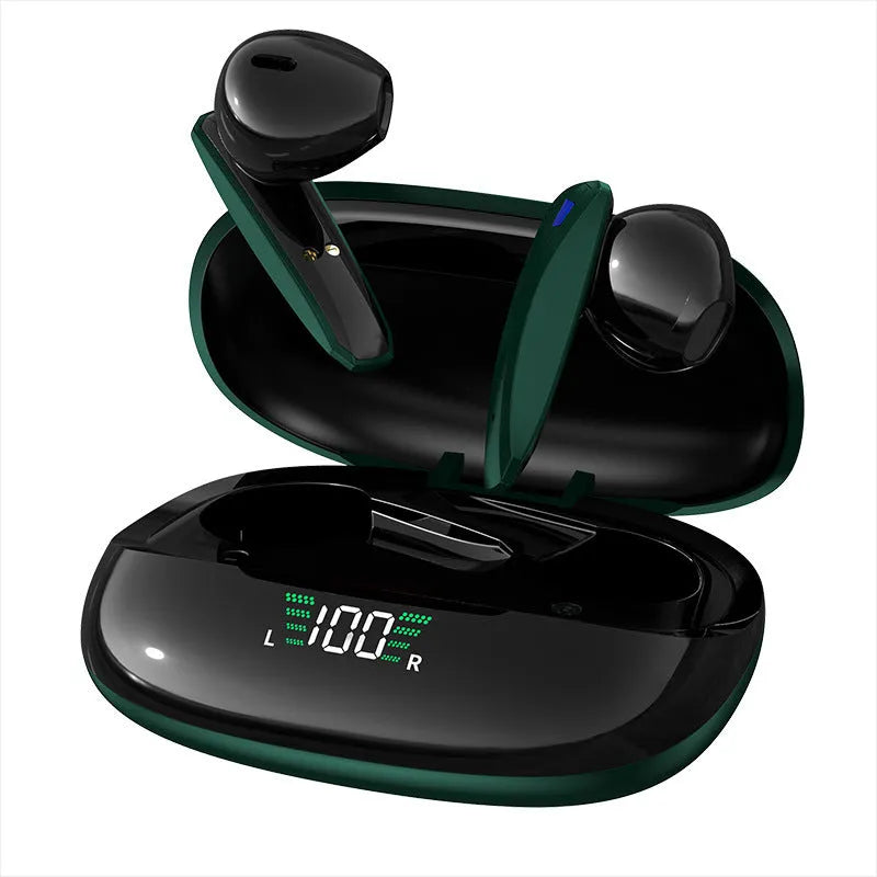 Y2 Green wireless Bluetooth gaming headset with low latency, stereo earplugs, and NFC