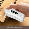 Milky white USB rechargeable mini sealing machine with magnetic patch for kitchen food preservation