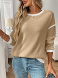 Women's loose fit polyester pullover top in multiple colour options with round neck and long sleeves