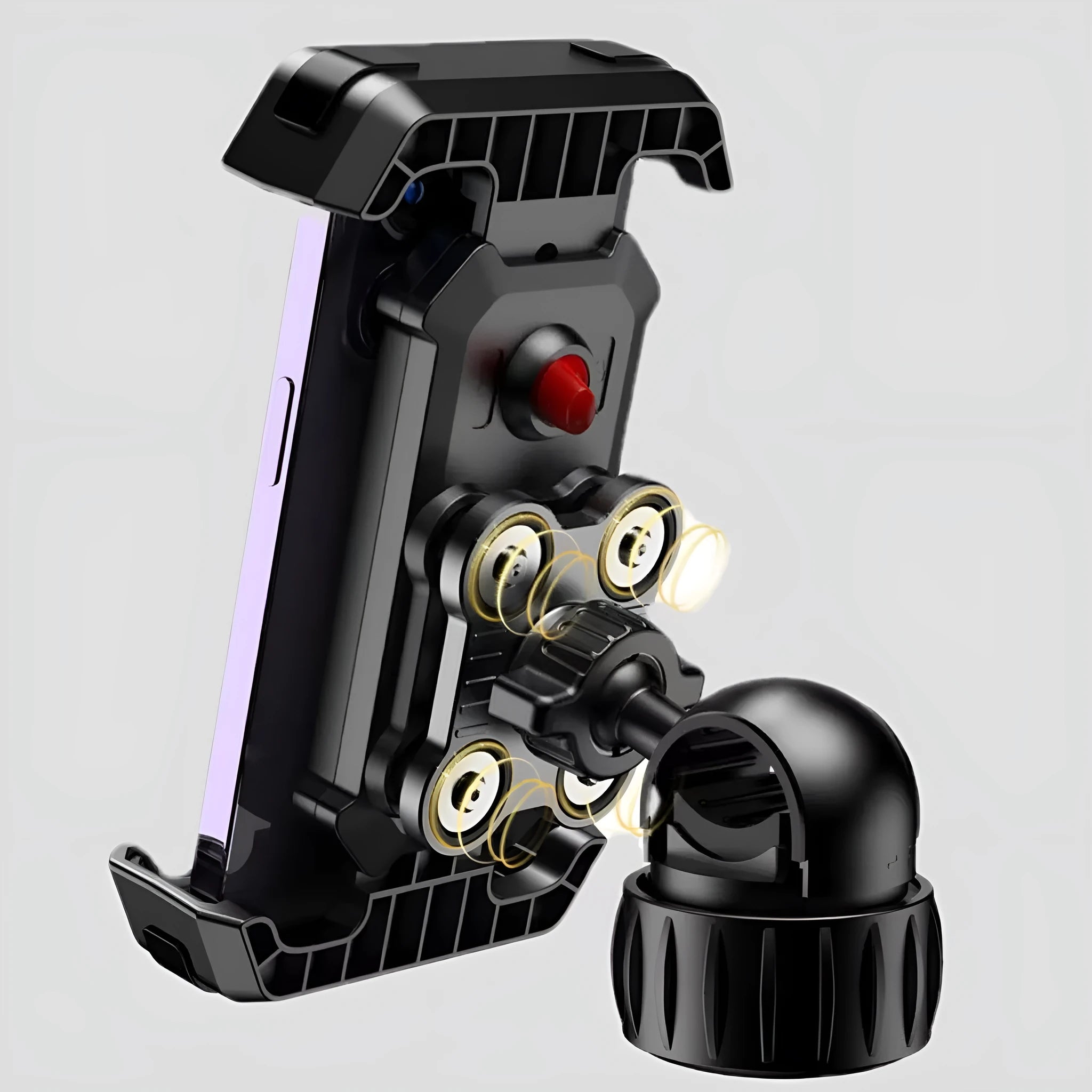 Black ABS plastic mobile phone navigation bracket mounted on bicycle handlebars for cycling
