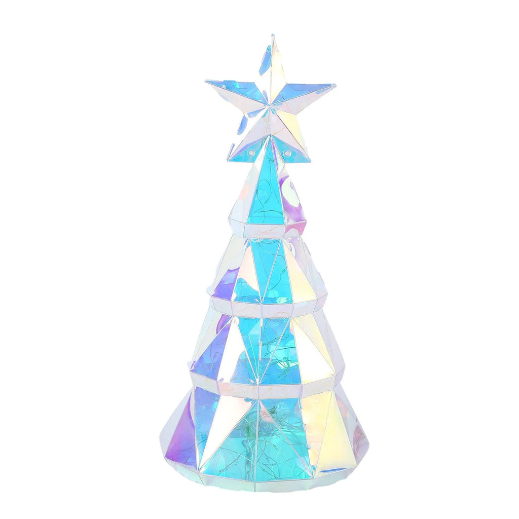 Colourful cartoon Christmas tree LED decorative light on white background