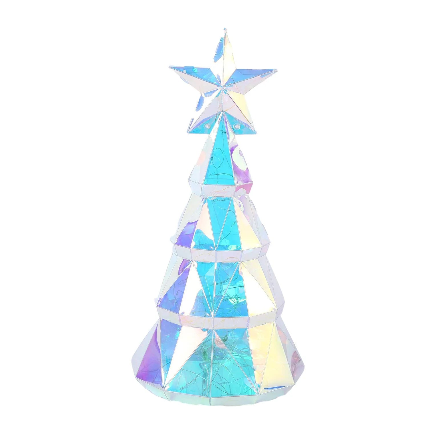 Colourful cartoon Christmas tree LED decorative light on white background