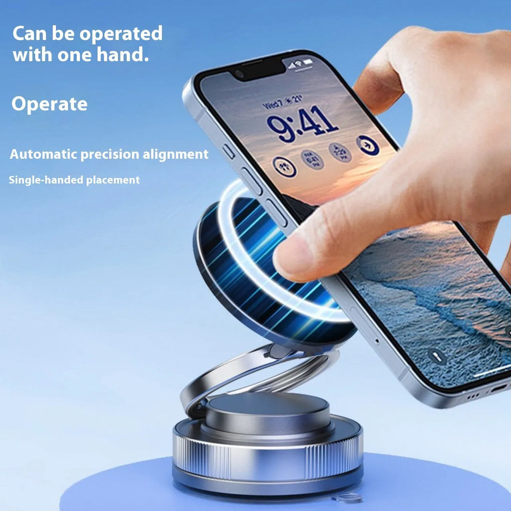 Vacuum adsorption magnetic car phone holder in black or white with N54 magnet and 7.5W charging