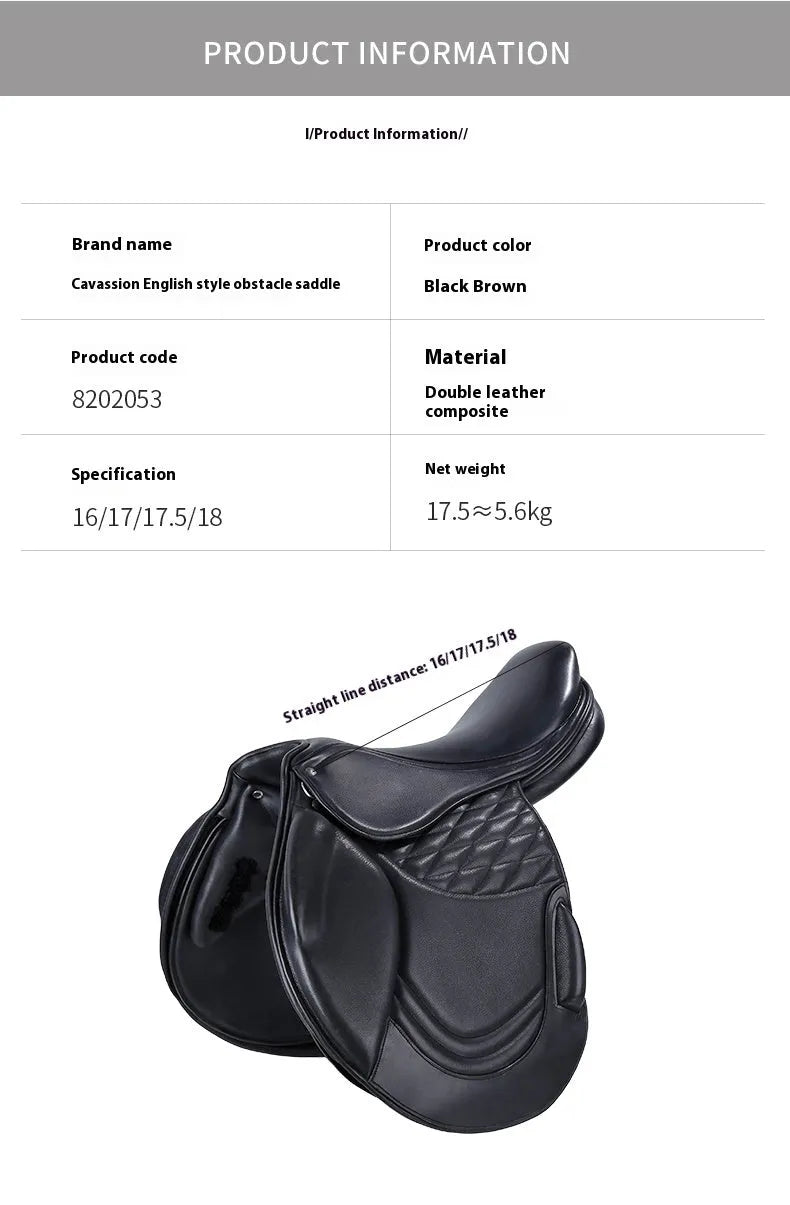 Cowhide leather horse saddle 17 inch black colour obstacle riding equestrian sports gear