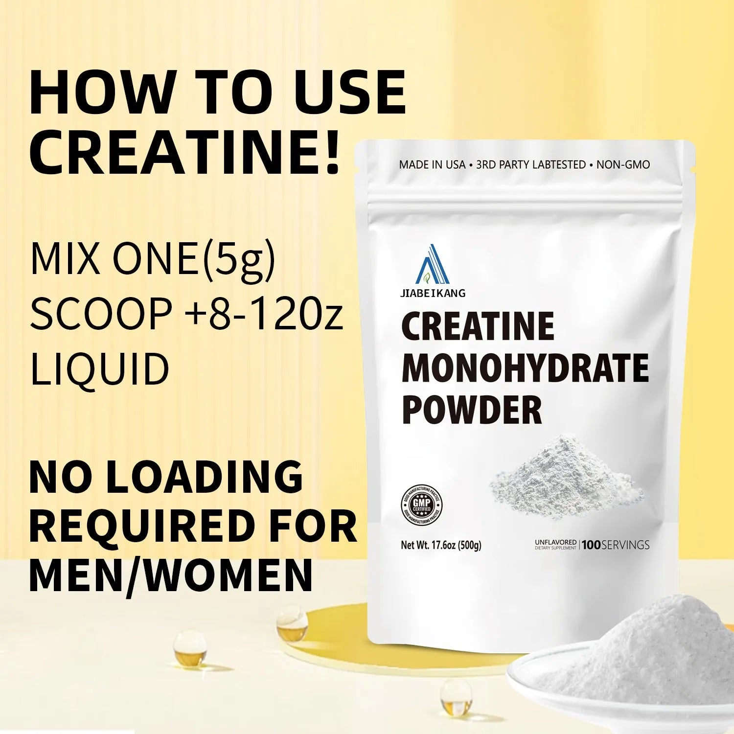 Creatine monohydrate powder 500g bag pre-workout supplement for muscle building and energy boost