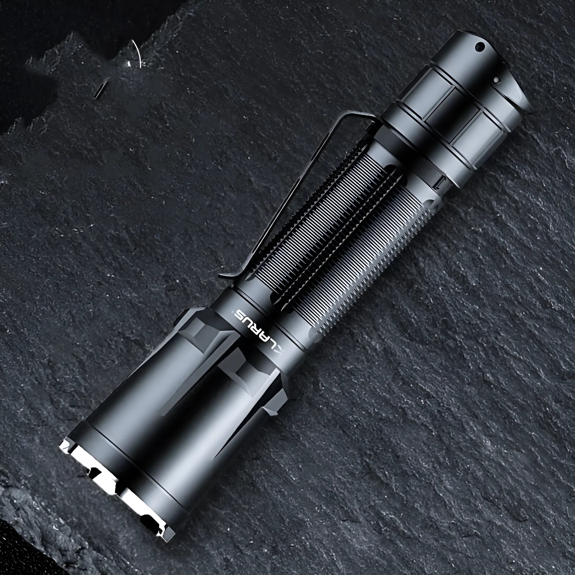 Black tactical flashlight XT11GT PRO with aluminium alloy body and accessories