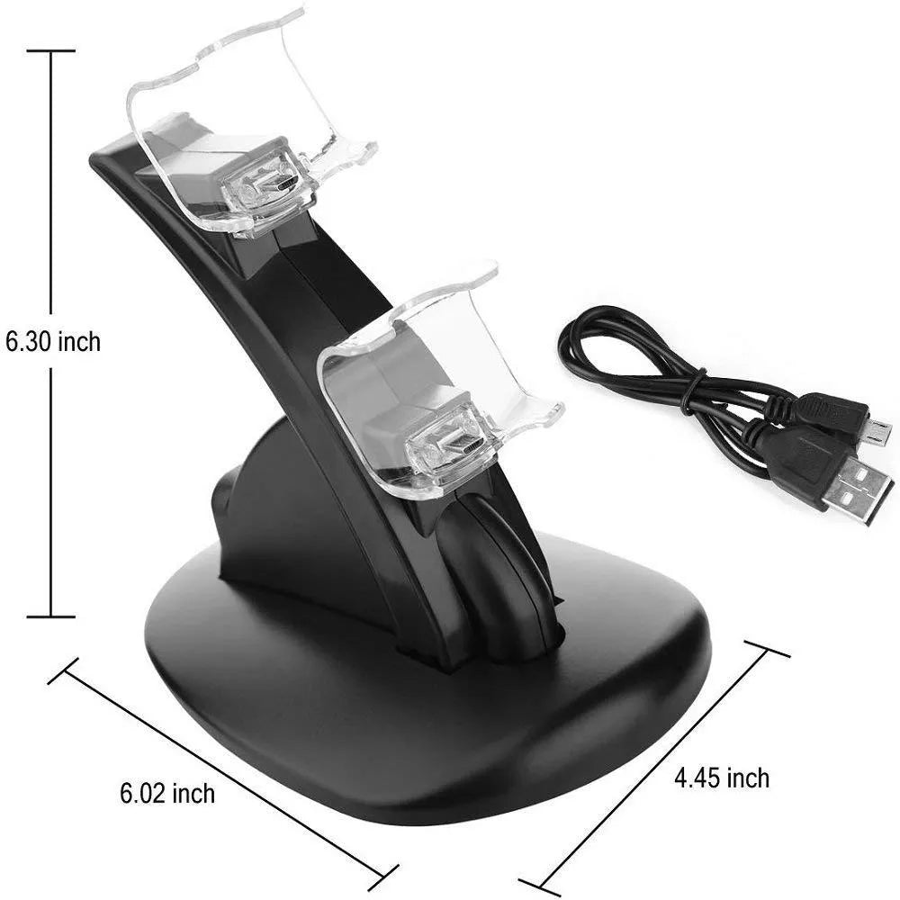 Black dual charging stand for Xbox One controllers with two charging slots