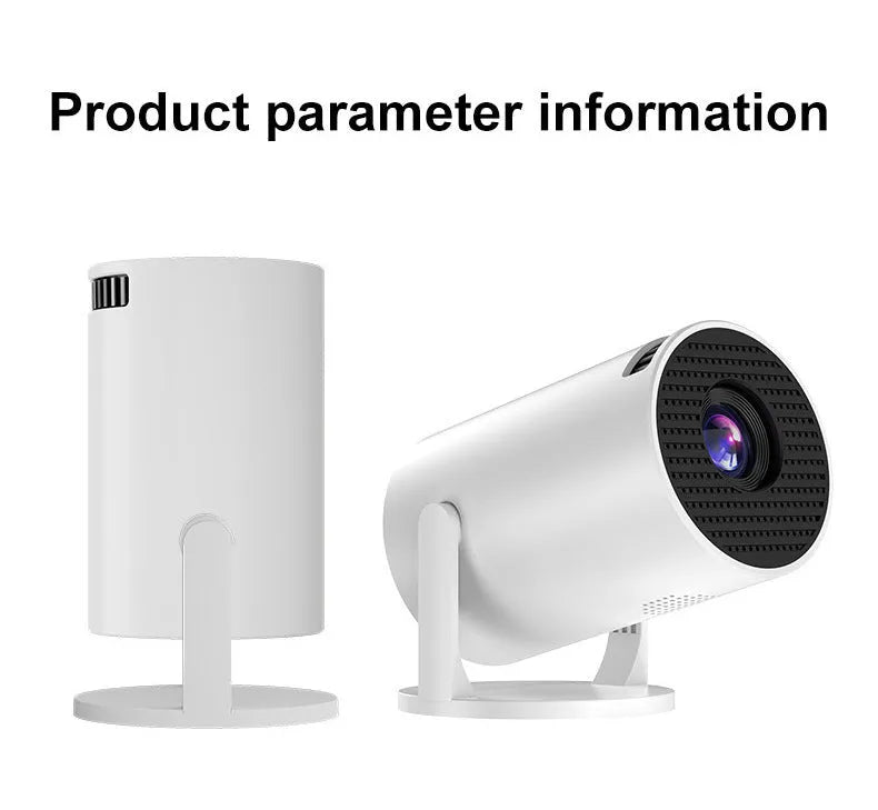White mini wireless portable projector with 1080p HD resolution for home cinema use