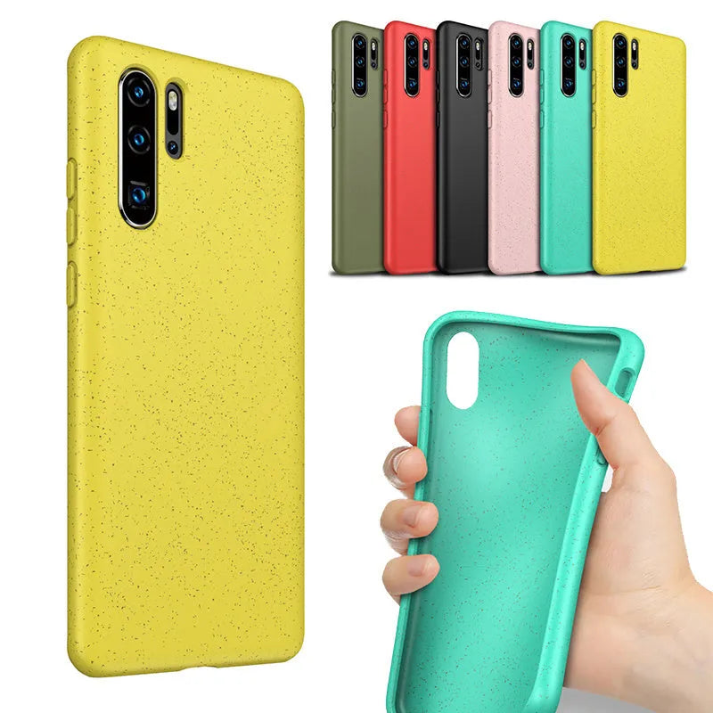 Huawei P30 phone case in TPU, showing Army Green colour option on a phone.