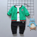 Children's long-sleeved cotton three-piece suit with openable pants in available colour options