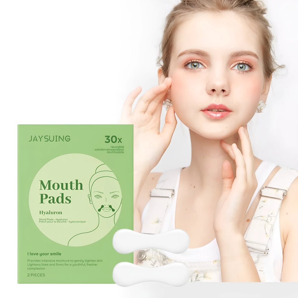Two facial skin firming care patches with collagen and hyaluronic acid ingredients