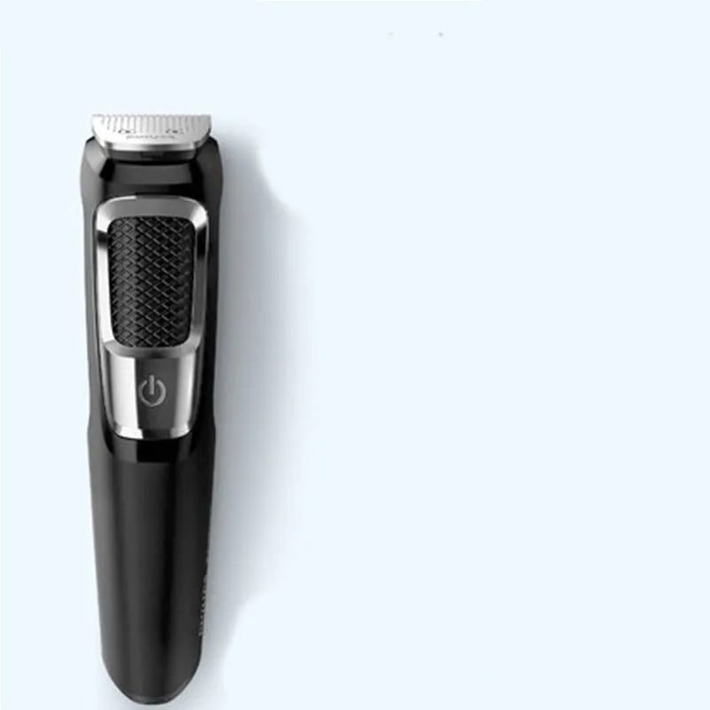 Multifunctional nose and beard hair clippers with flushable waterproof blades and lithium-ion battery