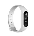 Waterproof smart fitness tracker hand ring for heart rate and step monitoring on a wrist.