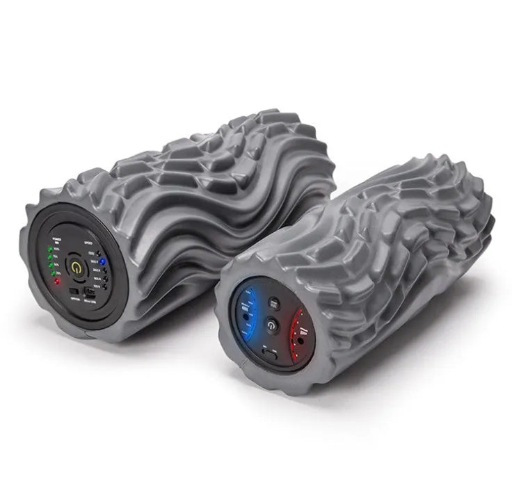 USB electric massage column foam roller block in space grey or gouache orange with three vibration zones