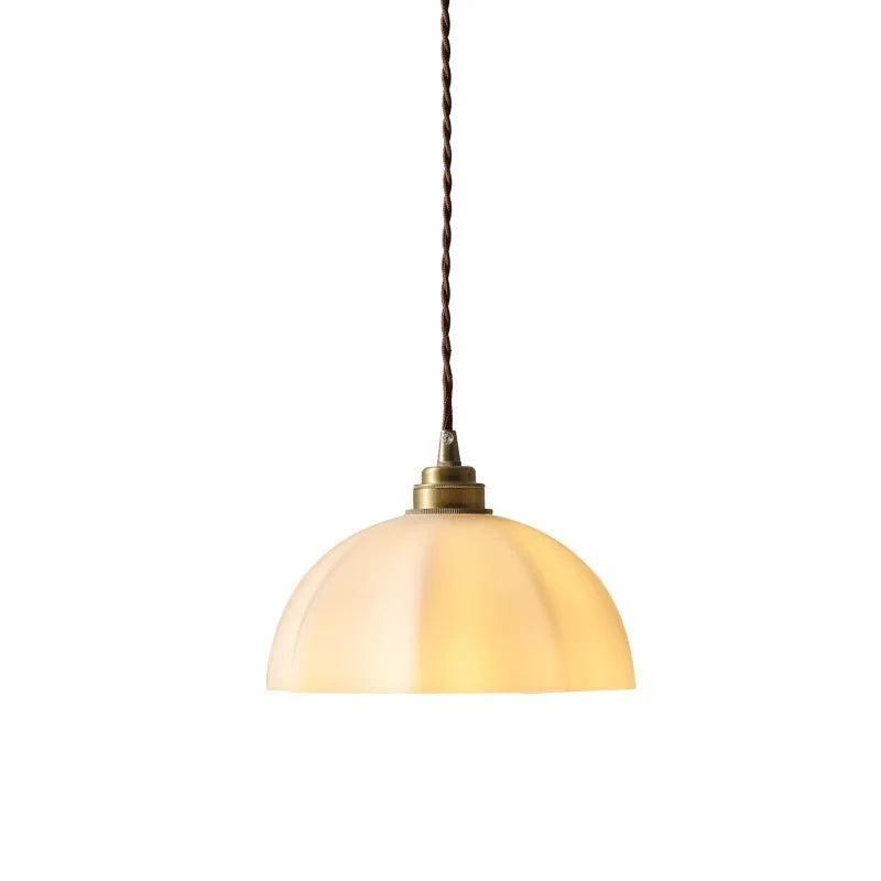 Brass Chinese-style droplight with copper glass lampshade for wall mounting