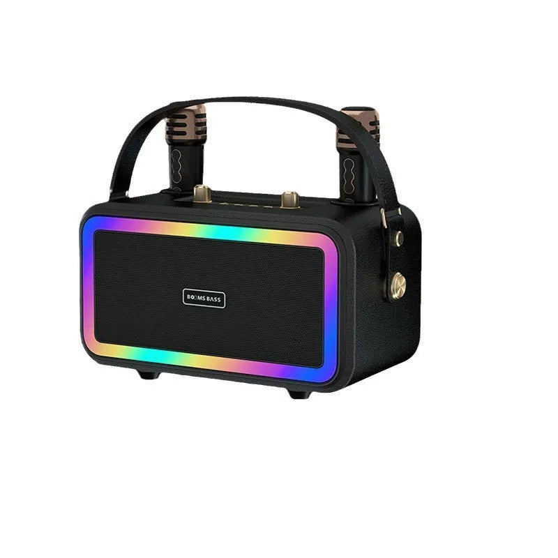 M3201 portable Bluetooth speaker with two microphones in black, dark brown, or orange red colours