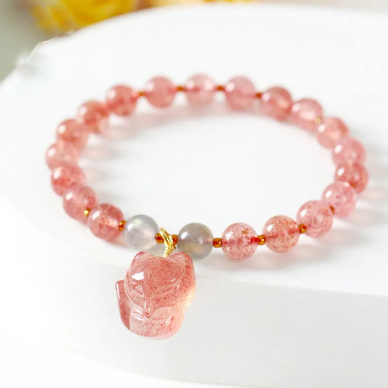 Women's natural crystal bracelet with animal zodiac design in Korean style