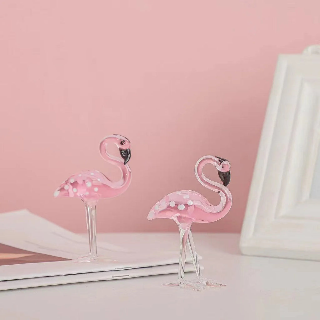 Pink crystal flamingo decorative ornament for tabletop display