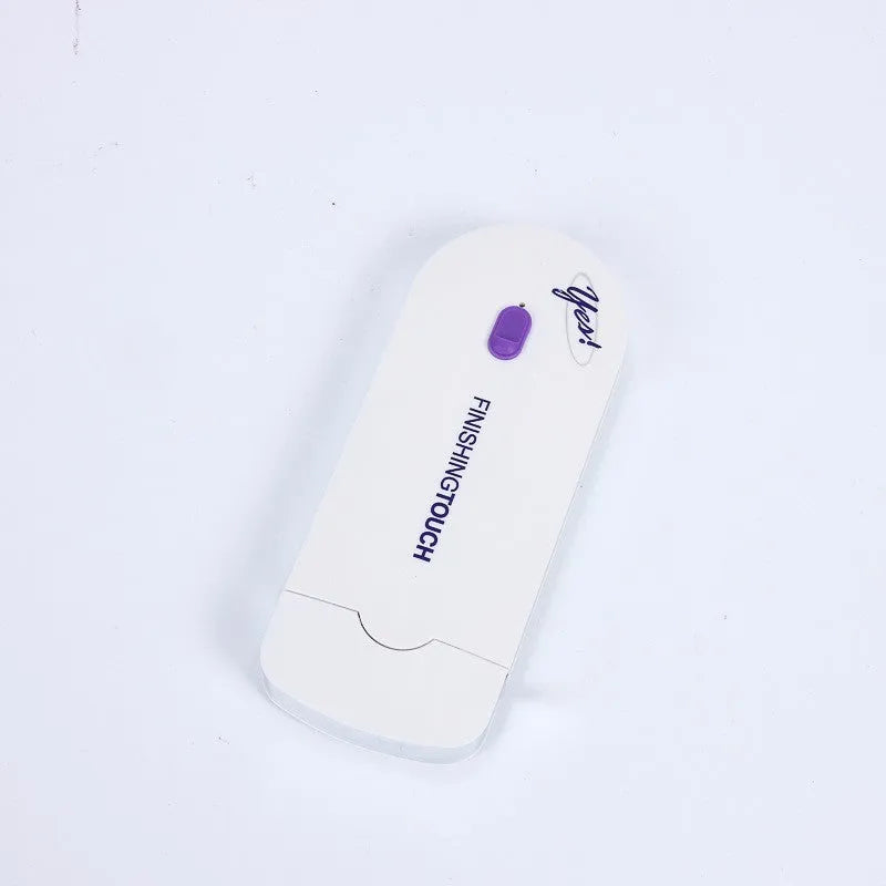 Silver electric hair removal shaver with USB charger cord, trimmer head, foil head, and cleaning brush on a white background.
