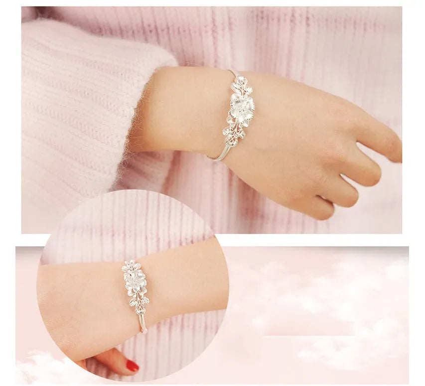 Sweet Bauhinia adjustable copper bracelet with floral bauhinia flower design for women