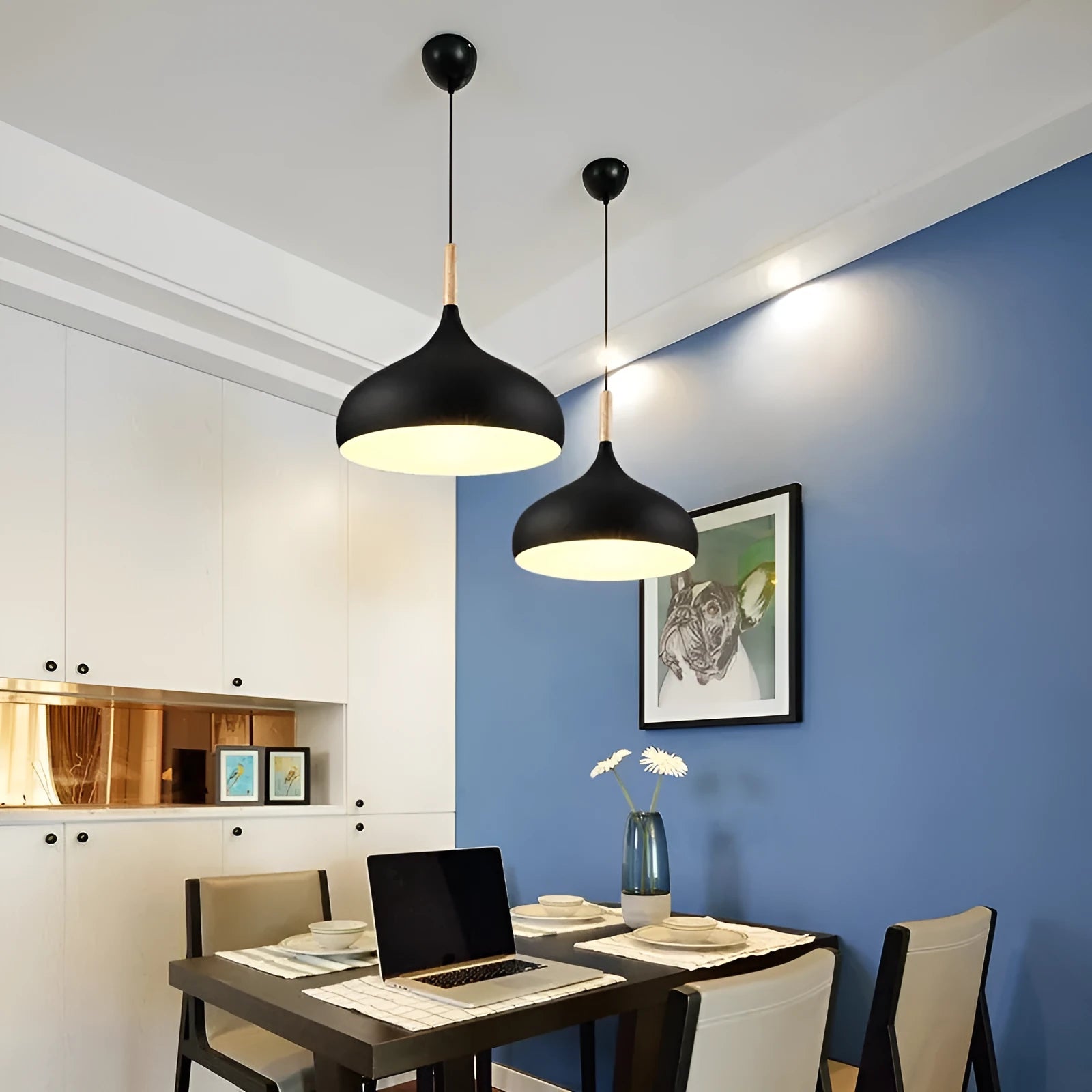 Modern single-head zinc alloy pendant lamp with adjustable cord in a choice of six colours.