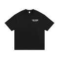 Black men's loose fit t-shirt with a 3D digital print design on the front.
