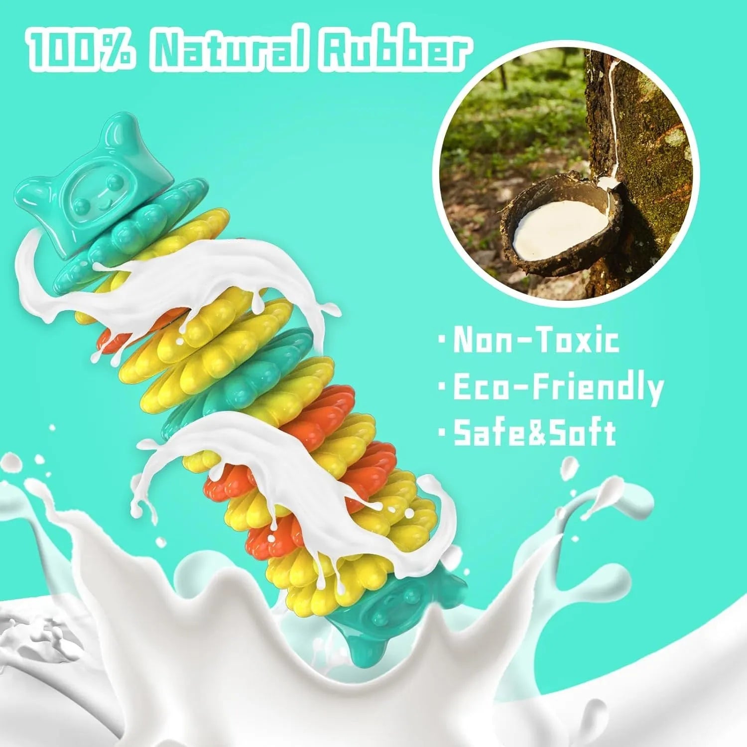 Blue rubber caterpillar-shaped dog chew toy measuring 17cm long with uneven biting surface