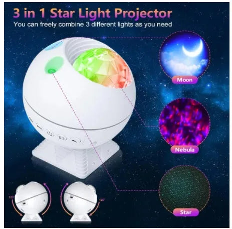 Mini Spherical Starry Sky Projection Lamp White Cloud Moon Model Voice Control USB Powered LED Vehicle Watermark Galaxy Projector 8W RGBW 110-220V