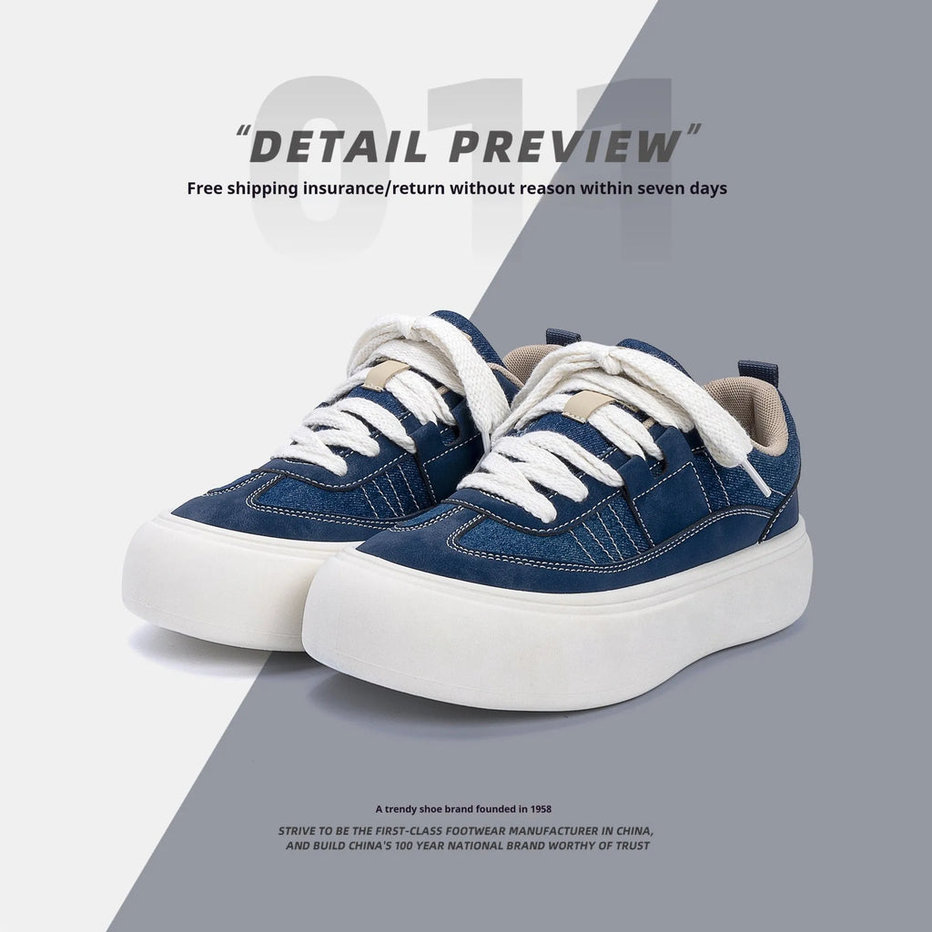 Men's black platform canvas trainers with lace-up front and raised sole on a white background