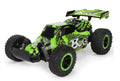 Blue and yellow 1:18 scale remote control drift car with 2.4GHz transmitter on a flat surface