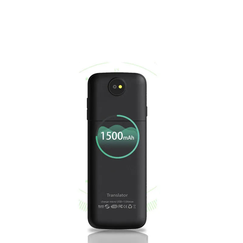 Black voice synchronization translator with 5MP camera and 125-hour battery, 13.3x5.1x1.3cm