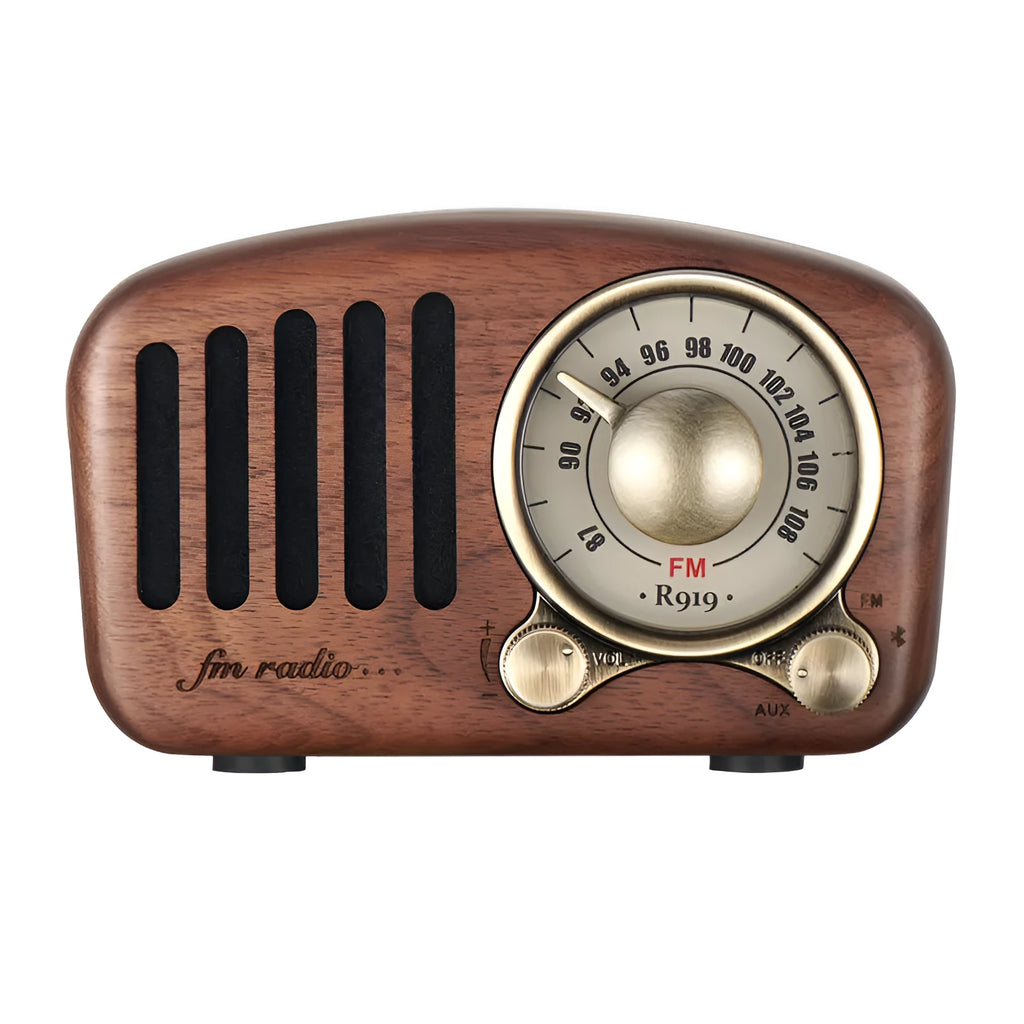 Retro wooden wireless Bluetooth mini speaker in cherry wood finish