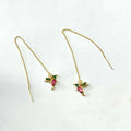 Long hanging bird earrings for women with alloy construction and mixed zirconium wings in red, blue, or red lvzuan.