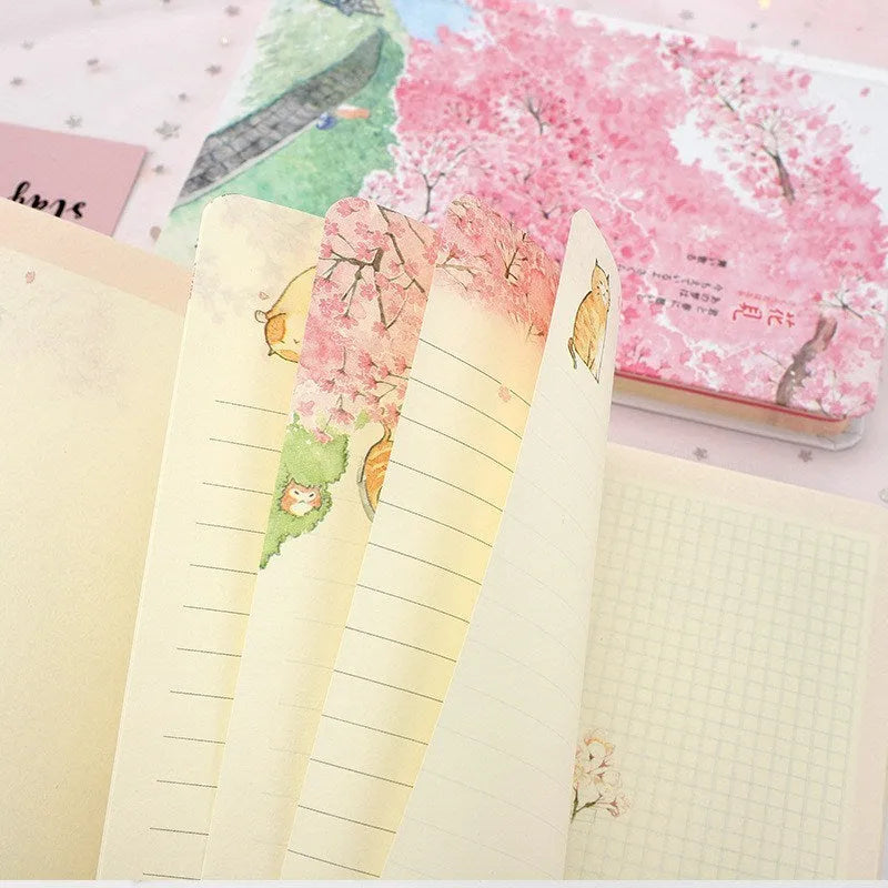 240-page blank student notebook with thread binding, 14cm x 21cm, pink cover