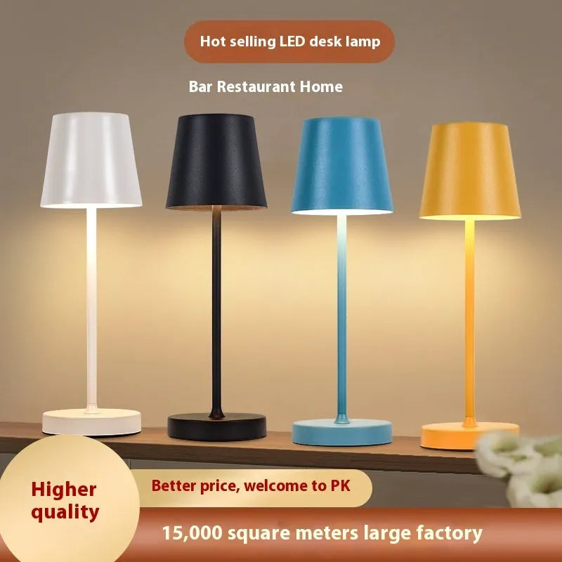 Round bottom metal table lamp with USB charging in black, American retro style for restaurant use
