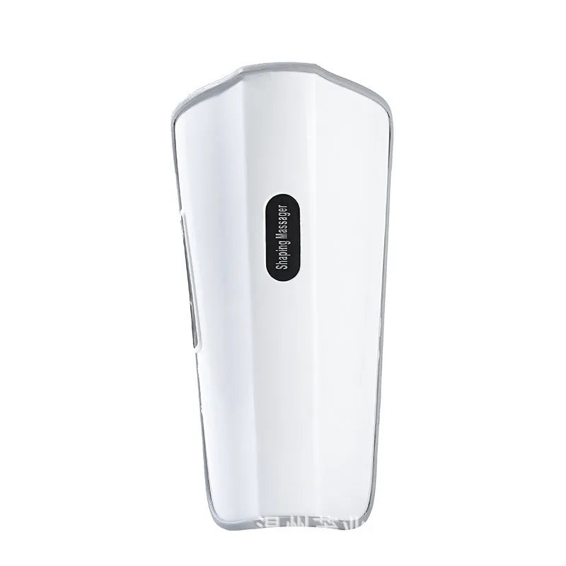 White plastic portable calf massager with mechanical control dials and a Type-C charging port.