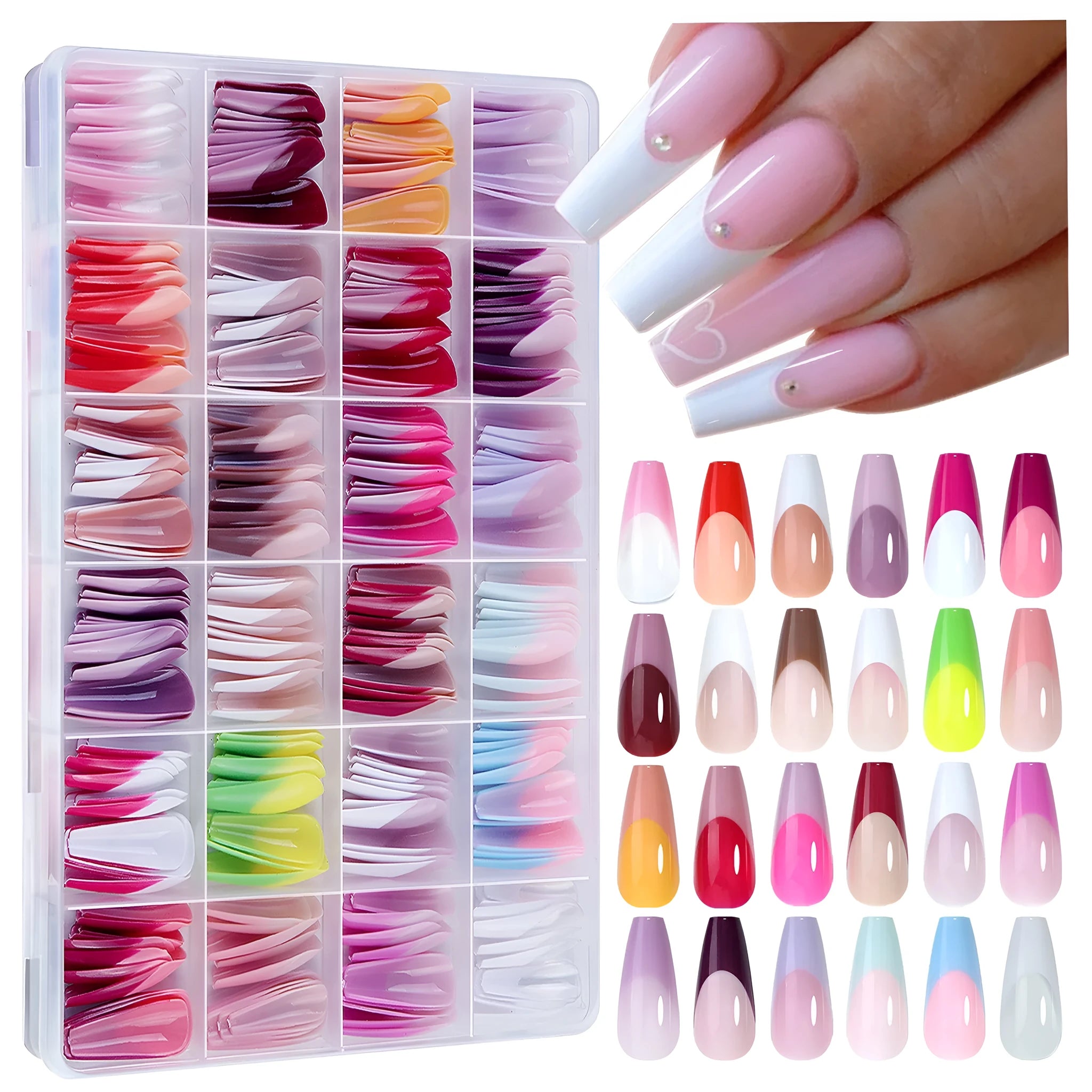 Open box showing 288 French wear armour style seamless removable nail stickers.