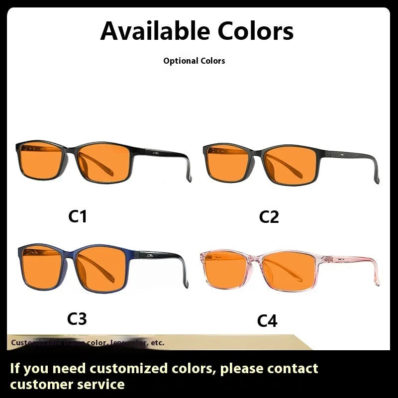 Orange lens blue light glasses in full-rim frame with four colour options for street fashion
