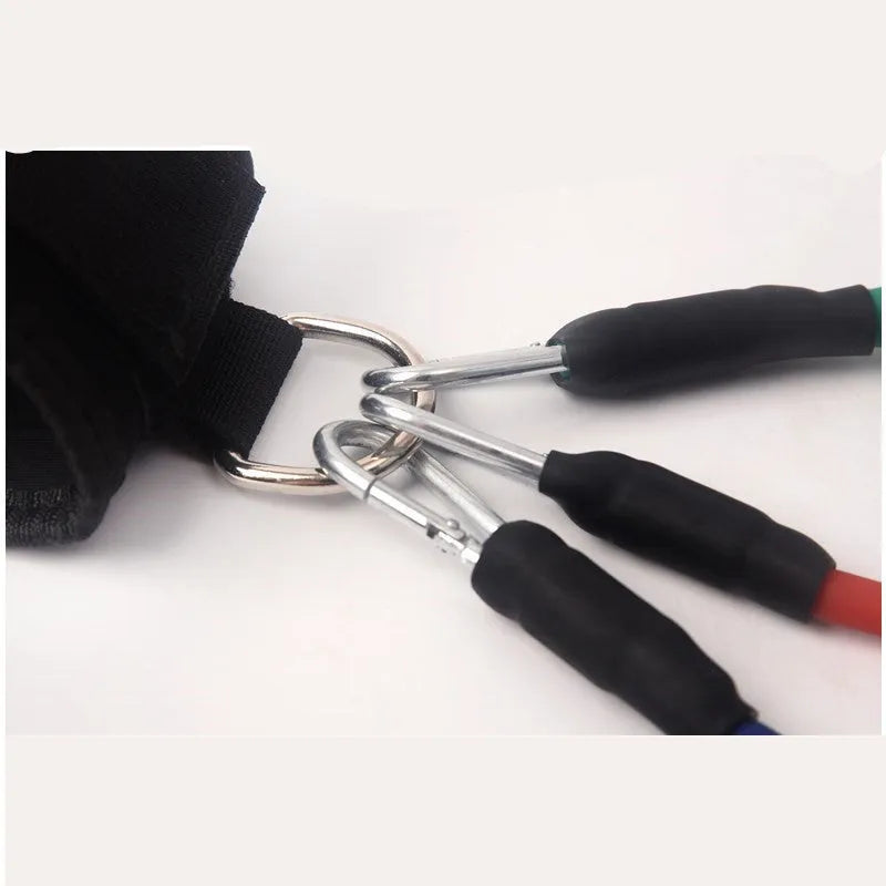 Black taekwondo training pull rope set for explosive leg strength development and kicking resistance